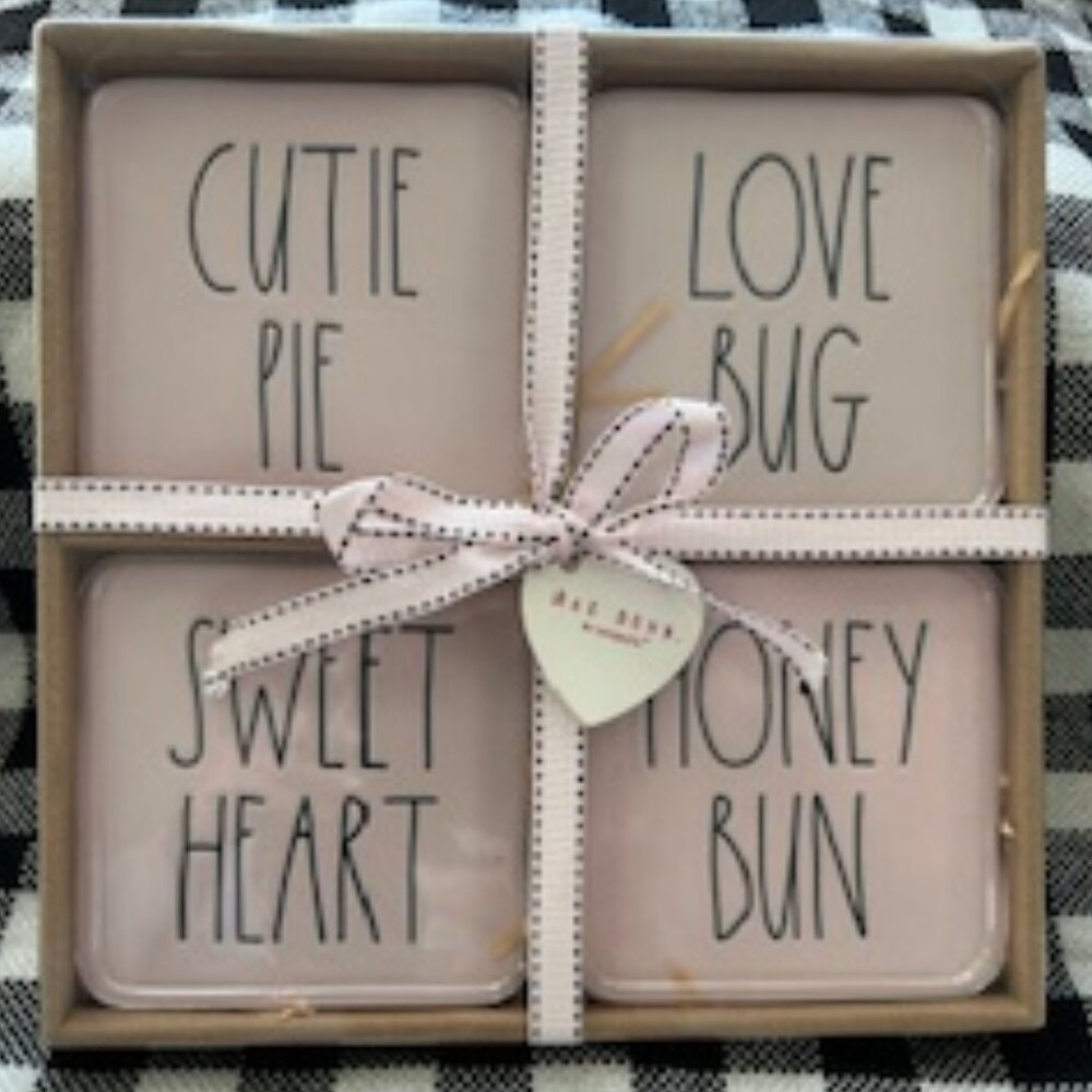Rae Dunn Pink Valentines coasters set of 4 NWT